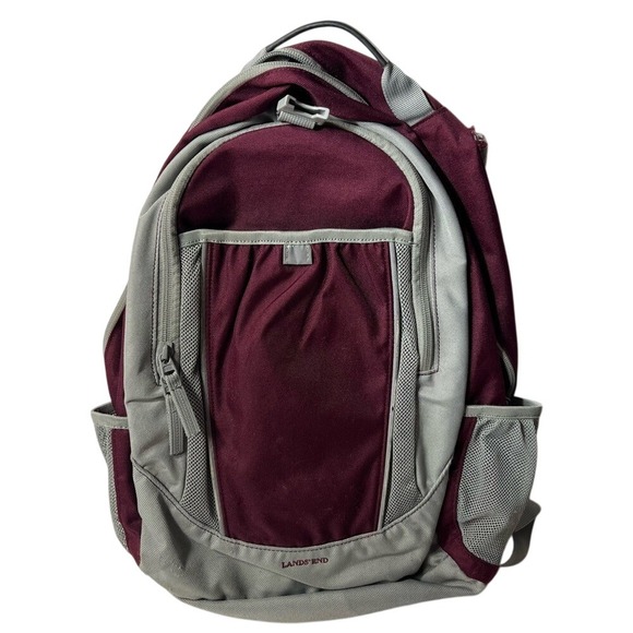 Lands' End Other - Lands End Kids Backpack School Hiking Travel Gray Purple Canvas Bottle Pockets